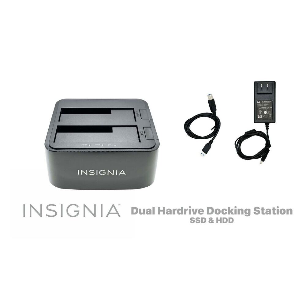 Insignia 2-Bay Hard Drive HDD and SSD Docking Station NS-PCHDEDS19
